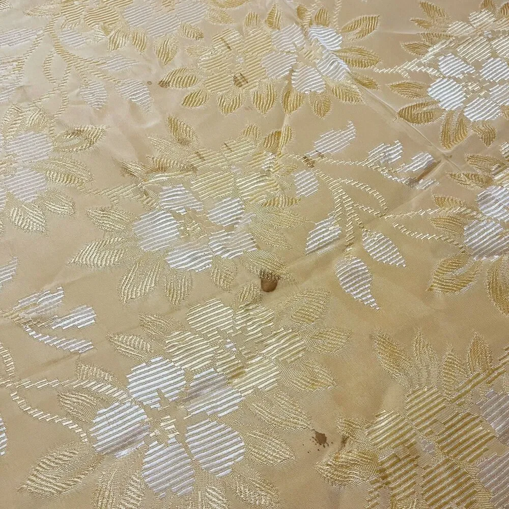 Burlington Mills Satin Bed Cover King Queen yellow gold damask floral 95”x 85”